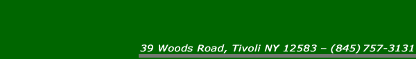 39 Woods Road, Tivoli NY 12583 - phone 845-757-3131
